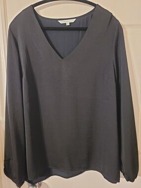 Cleo V-Neck Long Sleeve Satin Blouse
